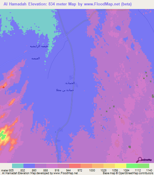 Al Hamadah,Saudi Arabia Elevation Map