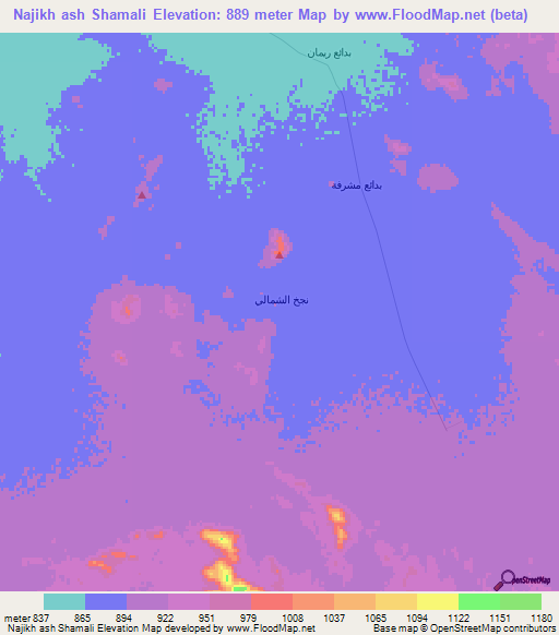 Najikh ash Shamali,Saudi Arabia Elevation Map