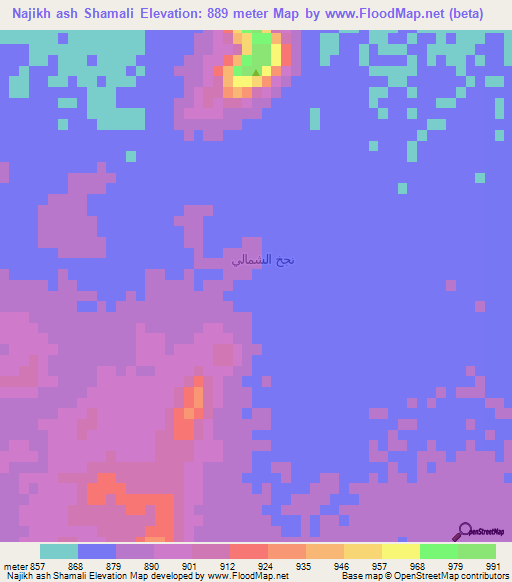 Najikh ash Shamali,Saudi Arabia Elevation Map