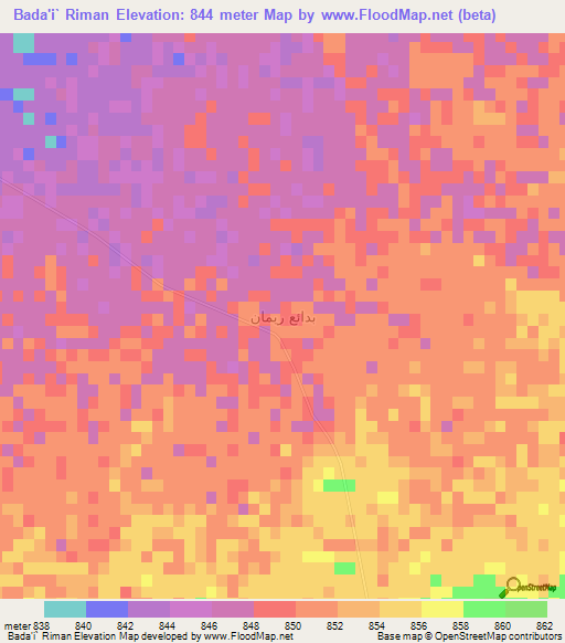 Bada'i` Riman,Saudi Arabia Elevation Map