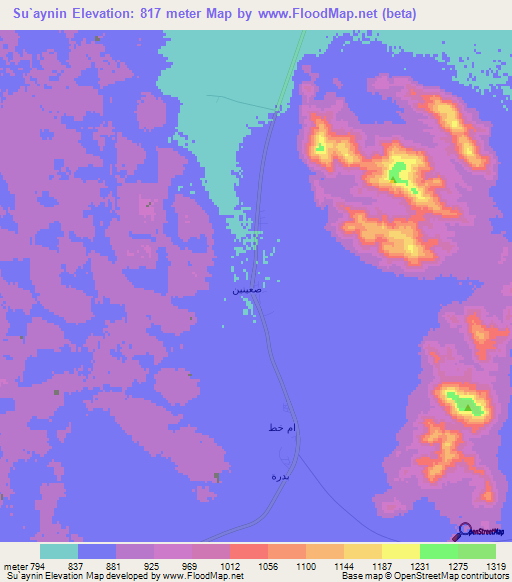 Su`aynin,Saudi Arabia Elevation Map