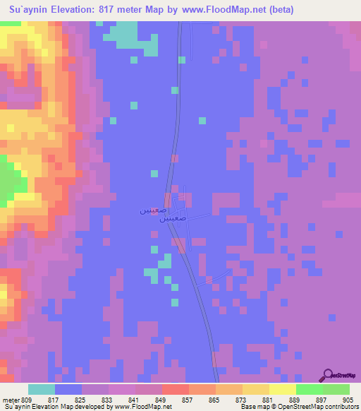 Su`aynin,Saudi Arabia Elevation Map