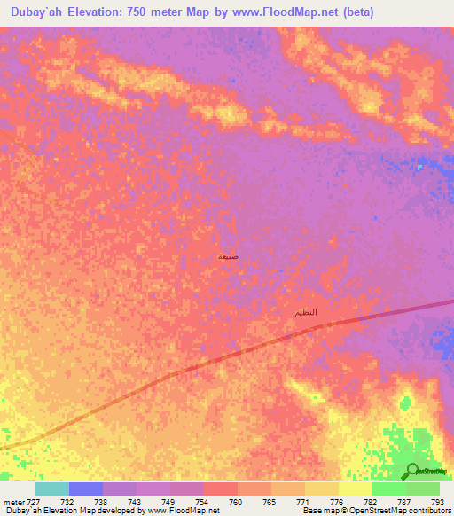 Dubay`ah,Saudi Arabia Elevation Map