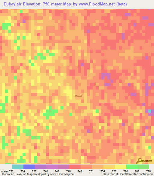 Dubay`ah,Saudi Arabia Elevation Map