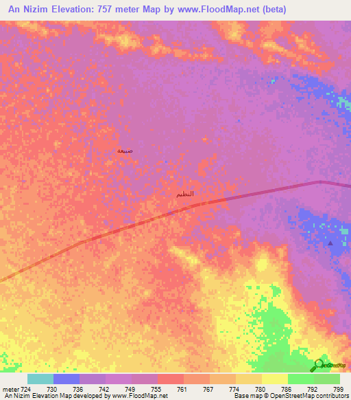 An Nizim,Saudi Arabia Elevation Map