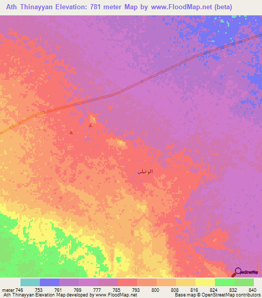 Ath Thinayyan,Saudi Arabia Elevation Map