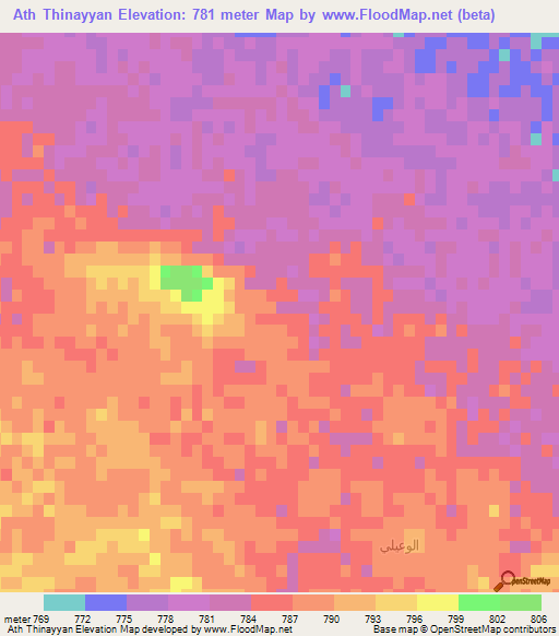 Ath Thinayyan,Saudi Arabia Elevation Map