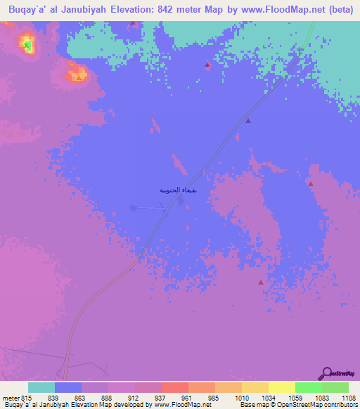 Buqay`a' al Janubiyah,Saudi Arabia Elevation Map