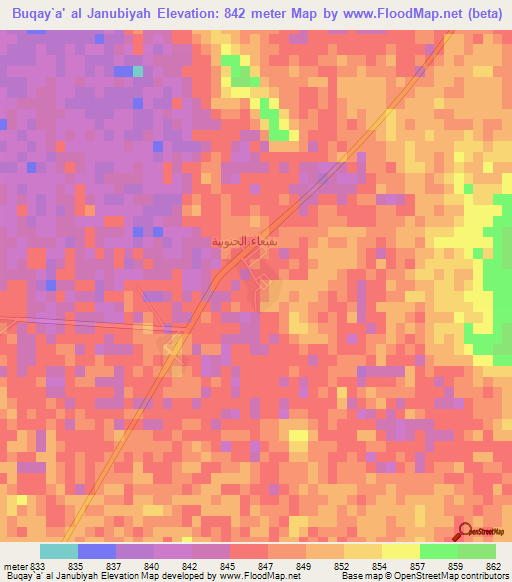 Buqay`a' al Janubiyah,Saudi Arabia Elevation Map