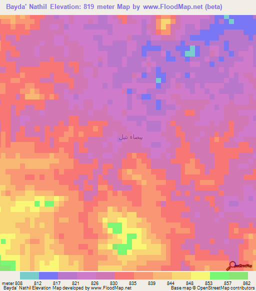 Bayda' Nathil,Saudi Arabia Elevation Map