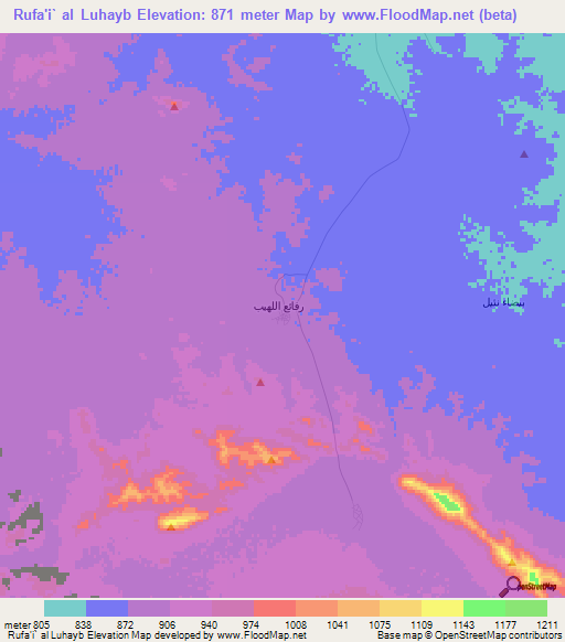 Rufa'i` al Luhayb,Saudi Arabia Elevation Map