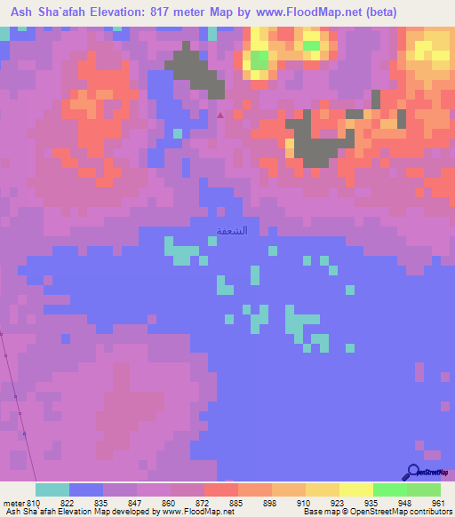 Ash Sha`afah,Saudi Arabia Elevation Map