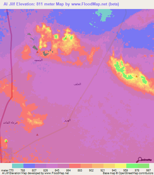 Al Jilf,Saudi Arabia Elevation Map