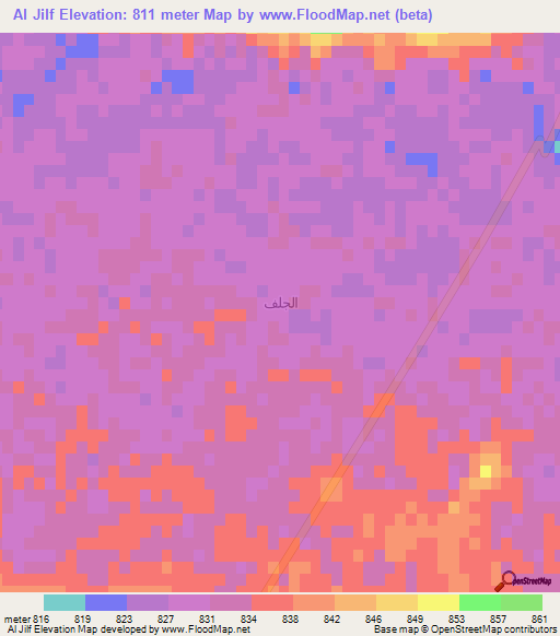 Al Jilf,Saudi Arabia Elevation Map