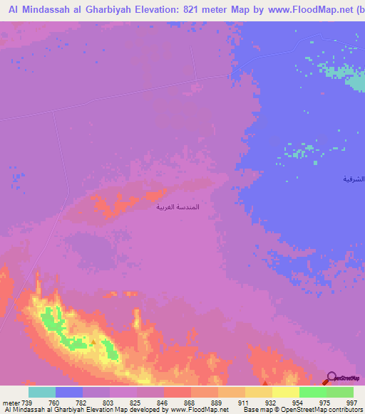 Al Mindassah al Gharbiyah,Saudi Arabia Elevation Map