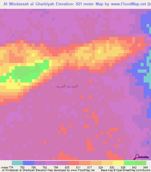 Al Mindassah al Gharbiyah,Saudi Arabia Elevation Map