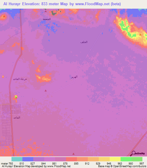 Al Hurayr,Saudi Arabia Elevation Map