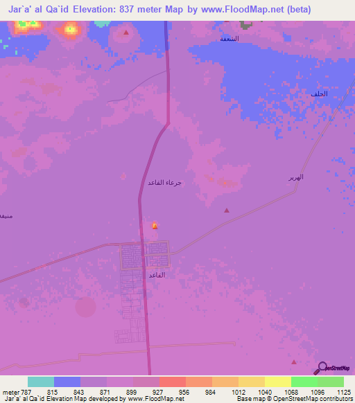 Jar`a' al Qa`id,Saudi Arabia Elevation Map