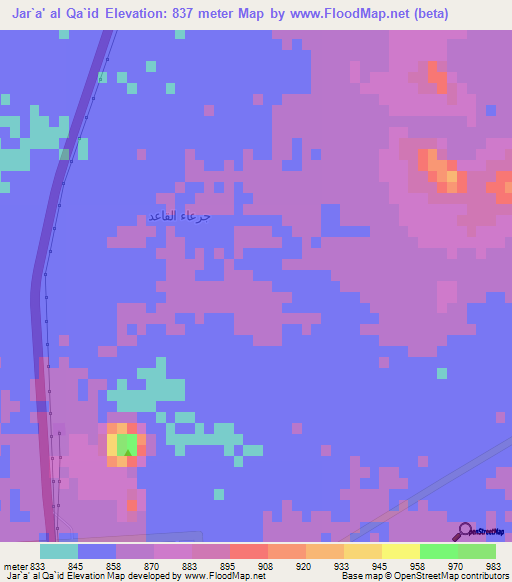 Jar`a' al Qa`id,Saudi Arabia Elevation Map