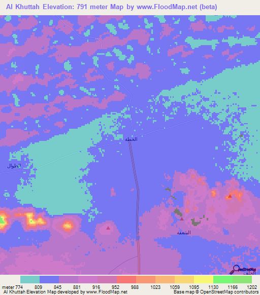 Al Khuttah,Saudi Arabia Elevation Map