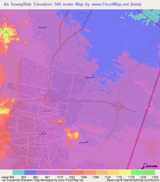 As Suwayfilah,Saudi Arabia Elevation Map