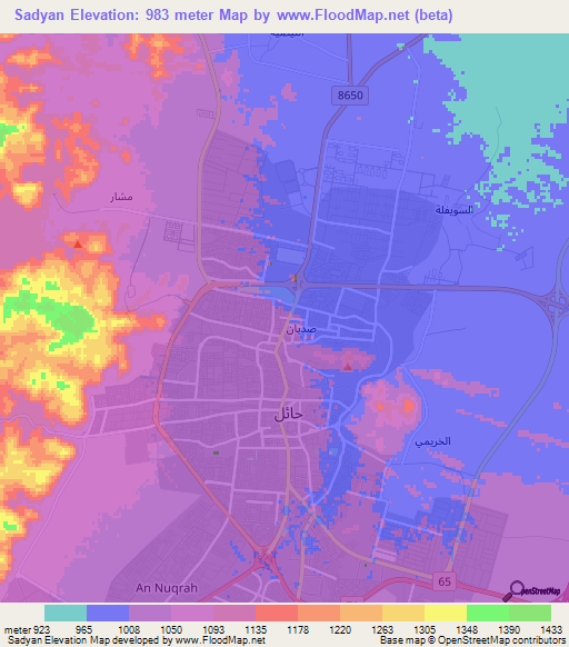 Sadyan,Saudi Arabia Elevation Map