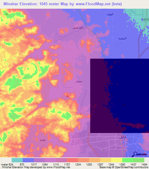 Minshar,Saudi Arabia Elevation Map