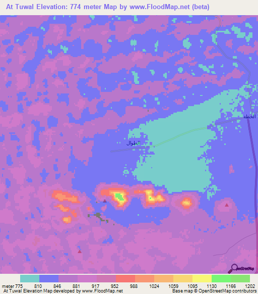 At Tuwal,Saudi Arabia Elevation Map