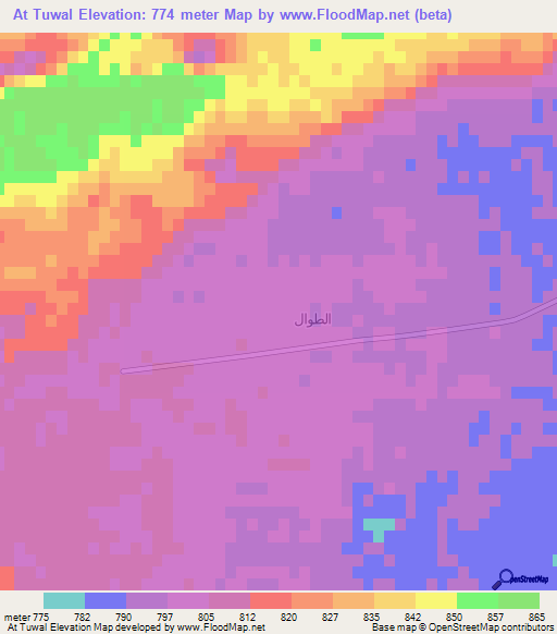 At Tuwal,Saudi Arabia Elevation Map