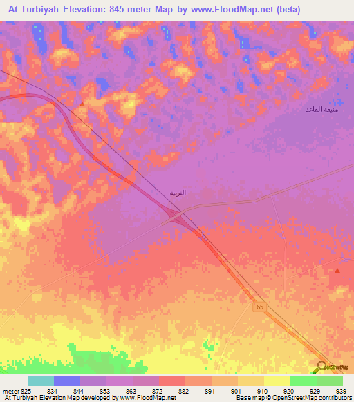 At Turbiyah,Saudi Arabia Elevation Map