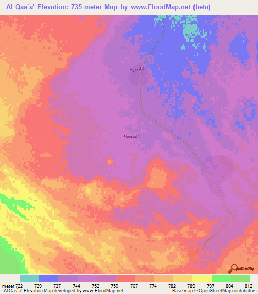 Al Qas`a',Saudi Arabia Elevation Map