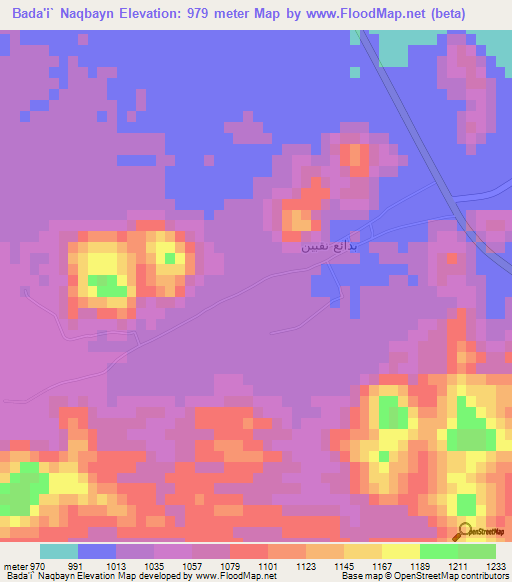 Bada'i` Naqbayn,Saudi Arabia Elevation Map