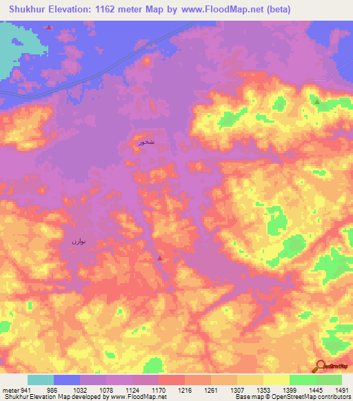 Shukhur,Saudi Arabia Elevation Map