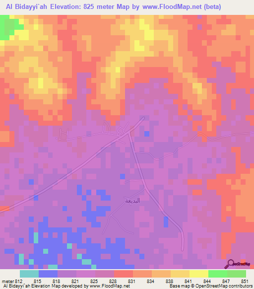 Al Bidayyi`ah,Saudi Arabia Elevation Map