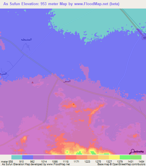 As Sufun,Saudi Arabia Elevation Map