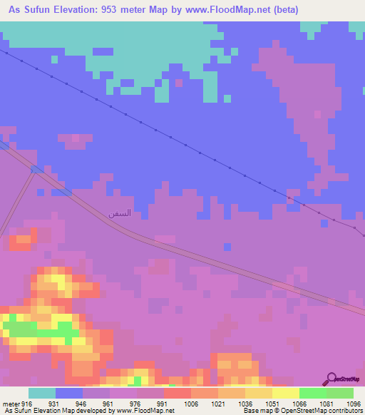 As Sufun,Saudi Arabia Elevation Map