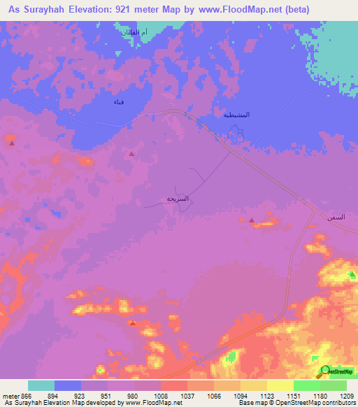 As Surayhah,Saudi Arabia Elevation Map