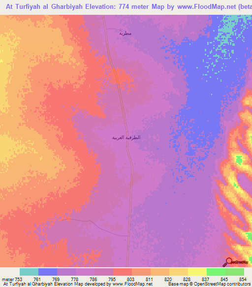 At Turfiyah al Gharbiyah,Saudi Arabia Elevation Map