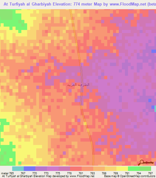 At Turfiyah al Gharbiyah,Saudi Arabia Elevation Map