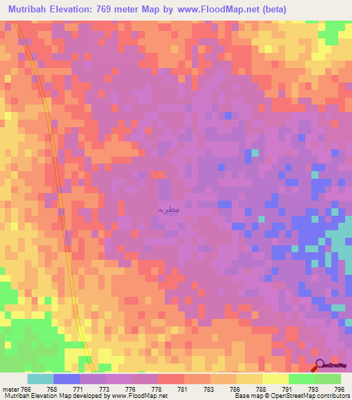 Mutribah,Saudi Arabia Elevation Map