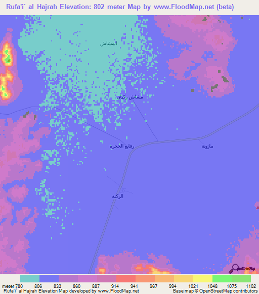 Rufa'i` al Hajrah,Saudi Arabia Elevation Map