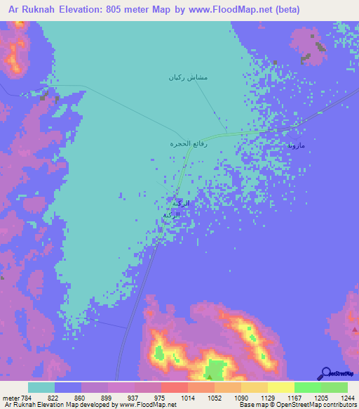 Ar Ruknah,Saudi Arabia Elevation Map