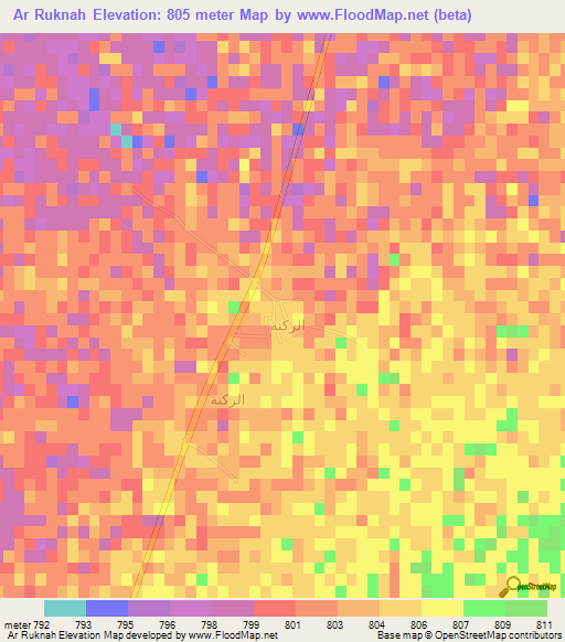 Ar Ruknah,Saudi Arabia Elevation Map