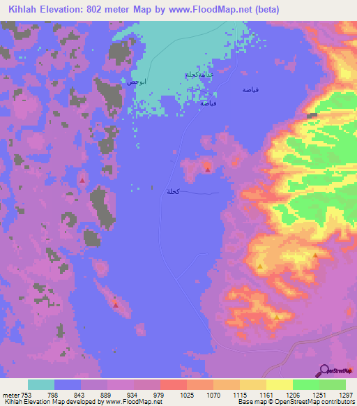 Kihlah,Saudi Arabia Elevation Map