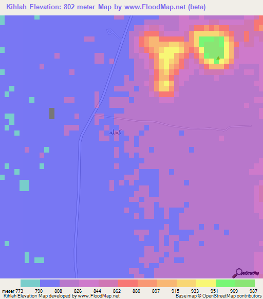 Kihlah,Saudi Arabia Elevation Map