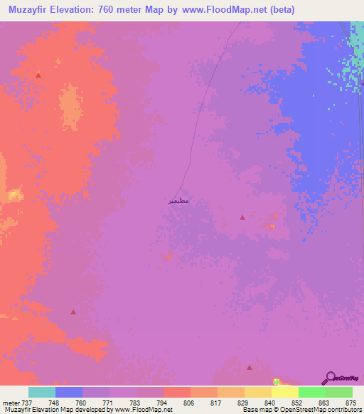 Muzayfir,Saudi Arabia Elevation Map