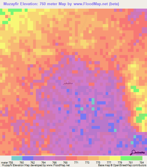 Muzayfir,Saudi Arabia Elevation Map