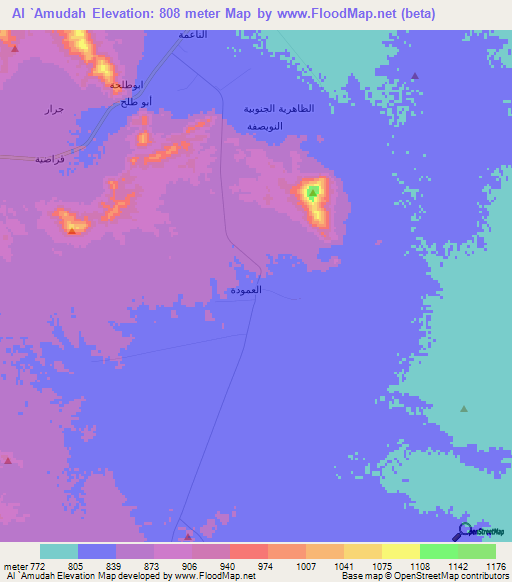 Al `Amudah,Saudi Arabia Elevation Map