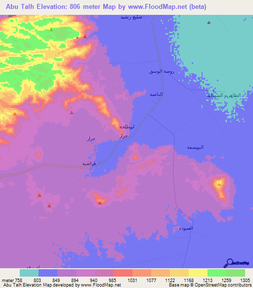 Abu Talh,Saudi Arabia Elevation Map