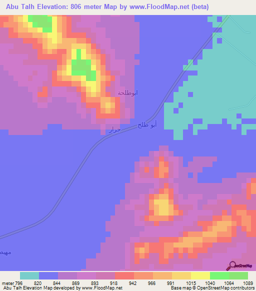 Abu Talh,Saudi Arabia Elevation Map